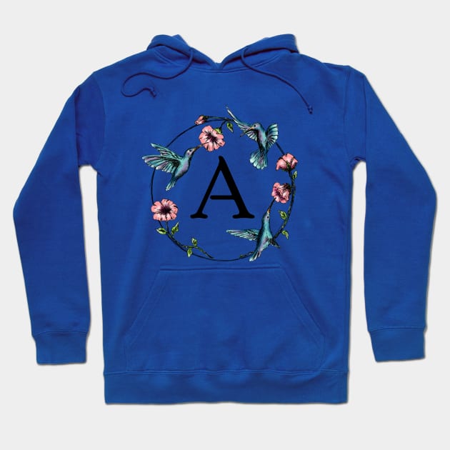 Monogram Frame Hummingbirds Letter A Hoodie by rachelsfinelines